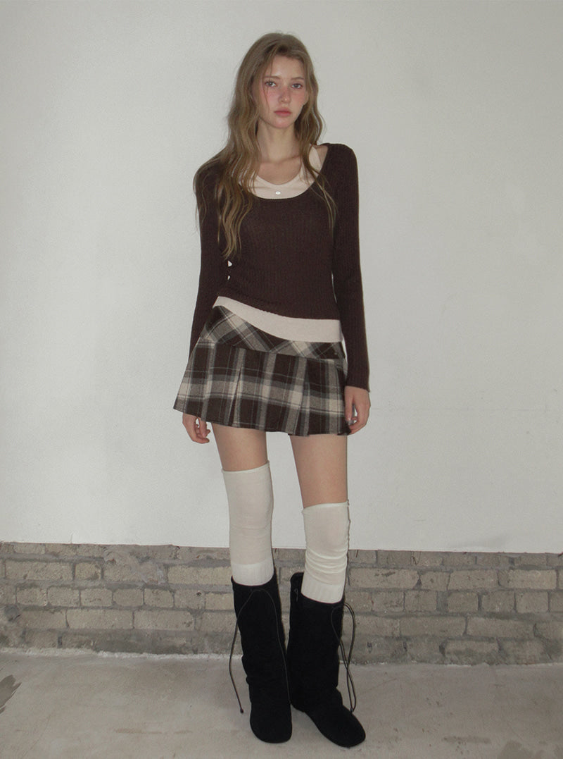 TWEE Kellon halter layered long sleeve knit | Product styling view 5