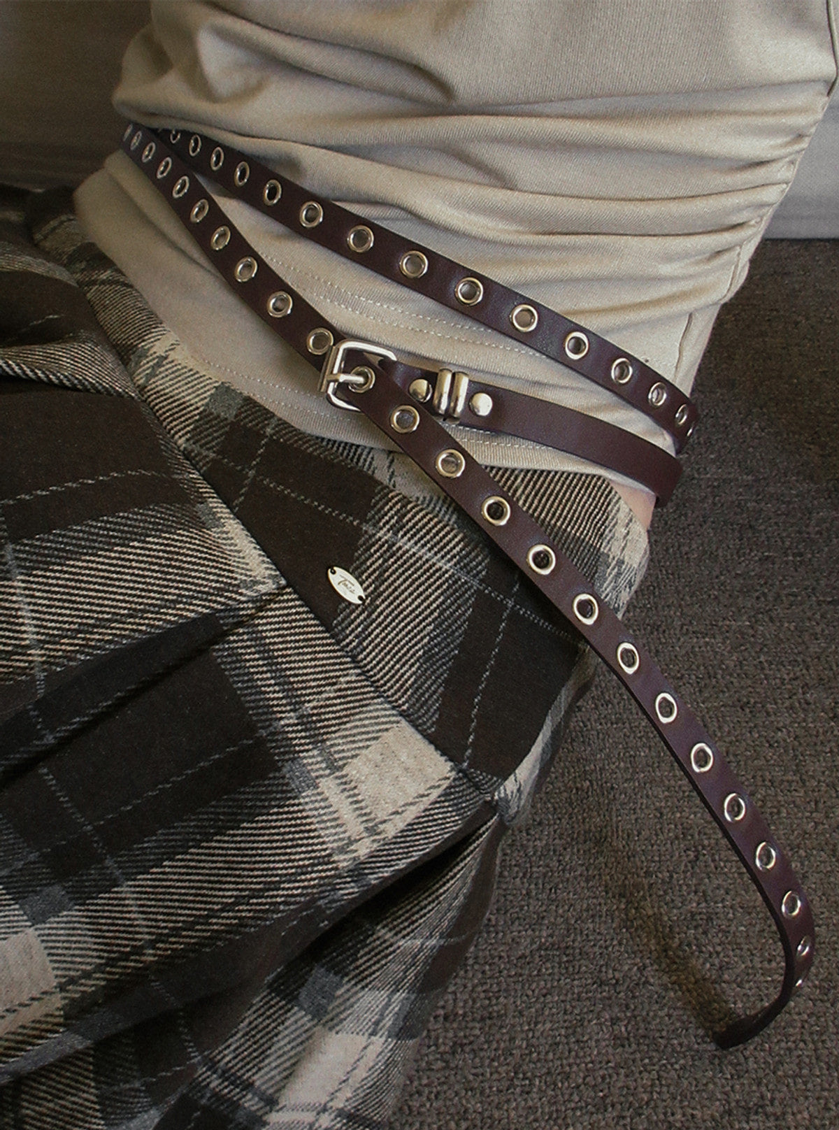 TWEE Rezon check pleated mini skirt | Product styling view 12