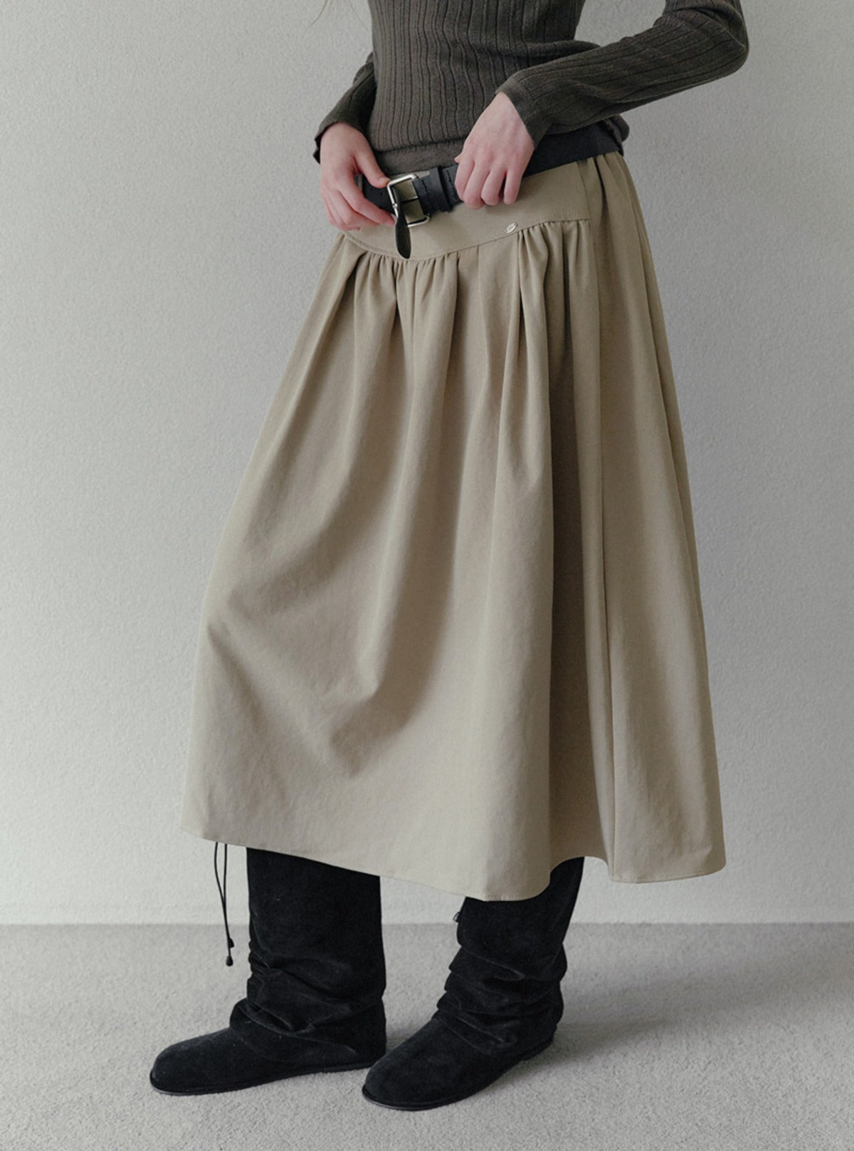 Karen pleated long skirt (belt set) | Main
