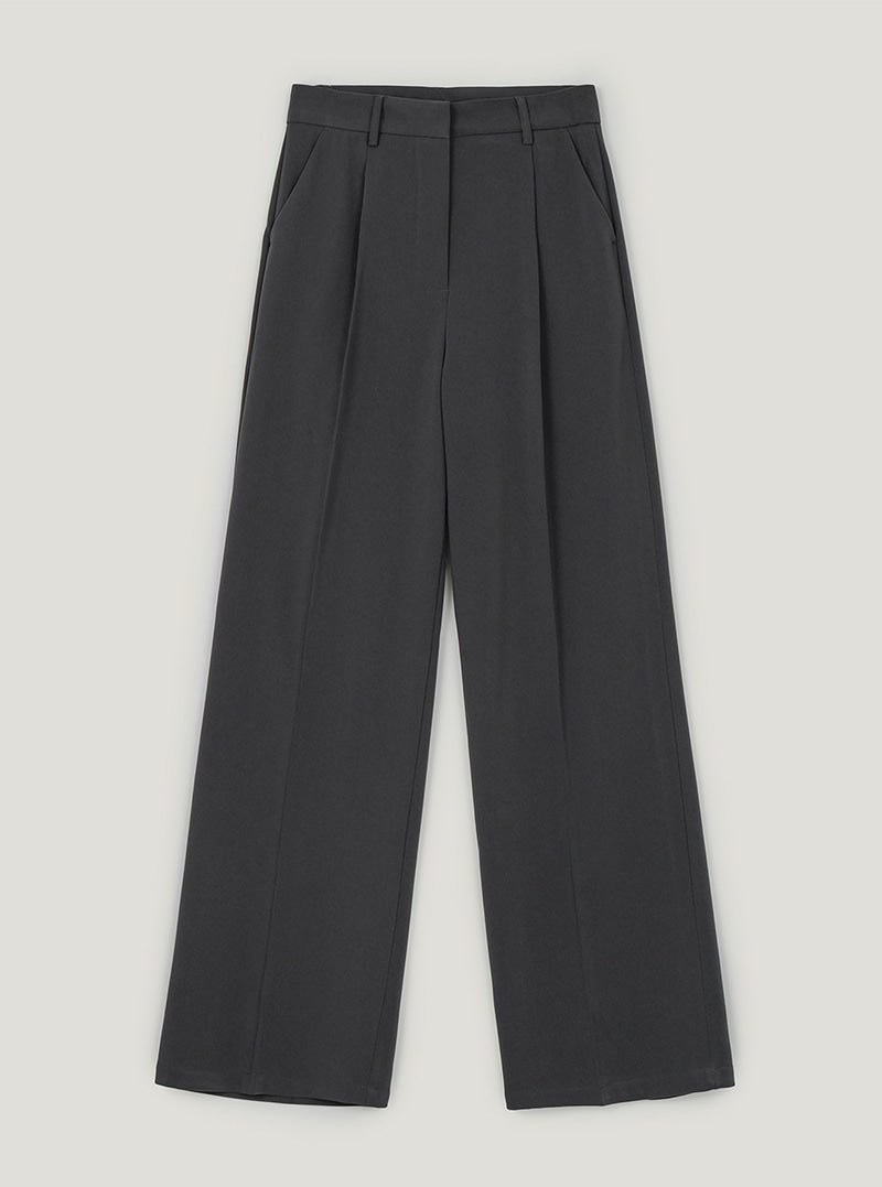 Yoon pintuck wide slacks | Charcoal cutout