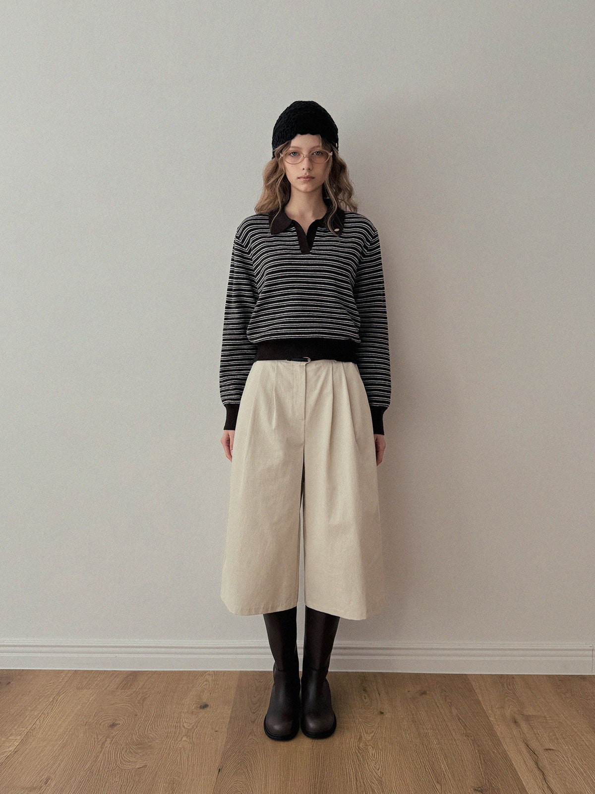 Ulzen Corduroy Pintuck Bermuda Pants