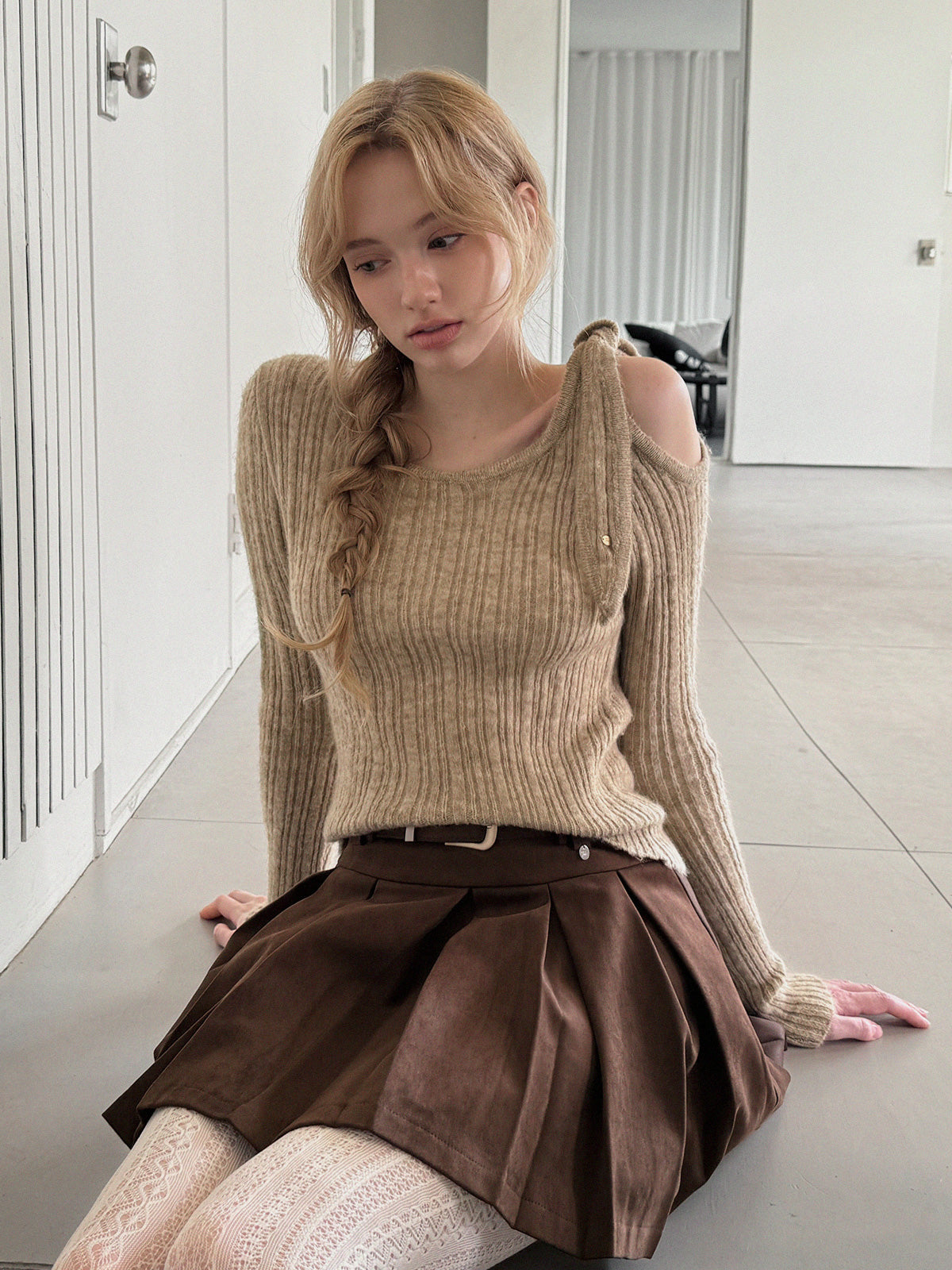 [TWEE] Bohe Schulter Cut-Out Träger Stricktop
