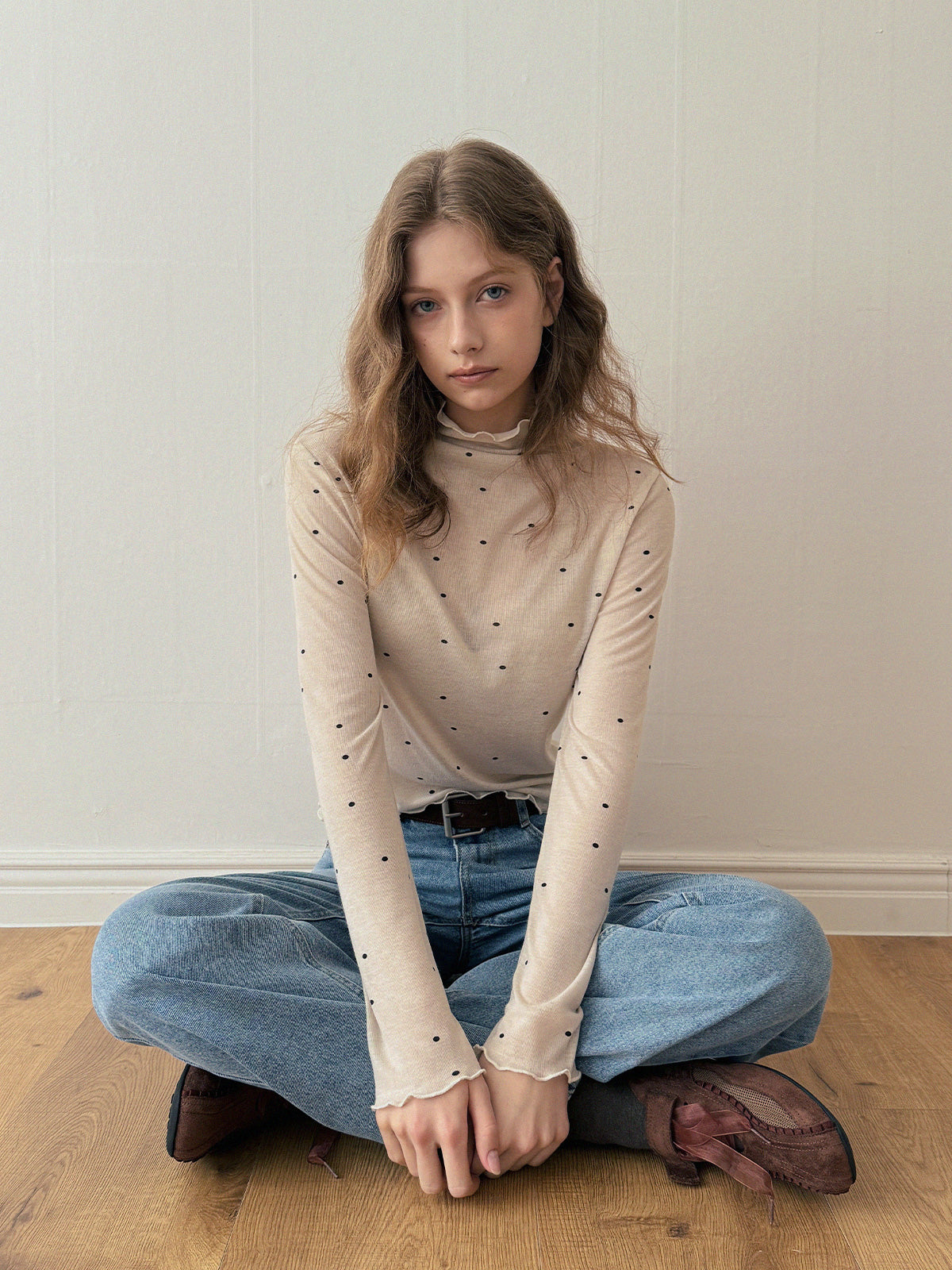 [TWEE] T-shirt à col roulé Bendi Dot à manches longues