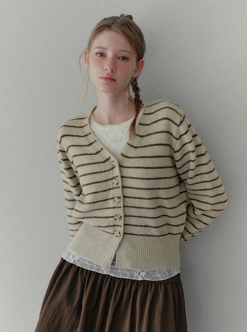 Pelia stripe knit long sleeve cardigan (strap set) | View 3
