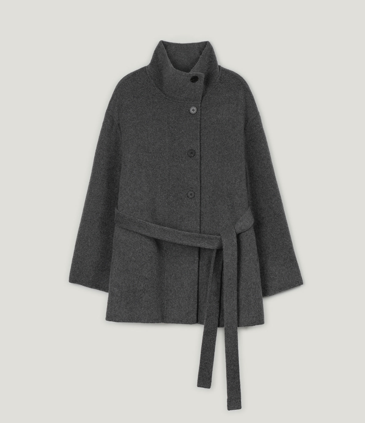 [TWEE]Manteau mi-long fait main Heton à col montant (avec sangle)