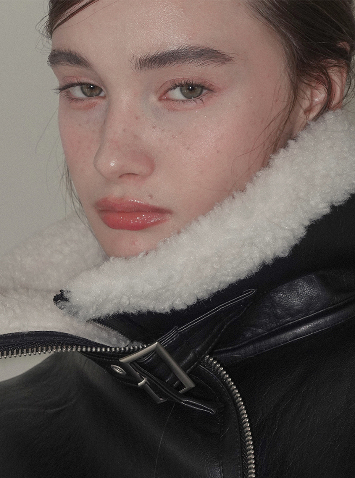 Zelto basic high-neck faux leather shearling jacket | View 4