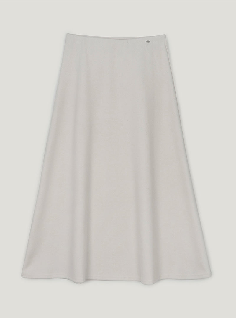 Castle banding flare maxi long skirt | Cream cutout
