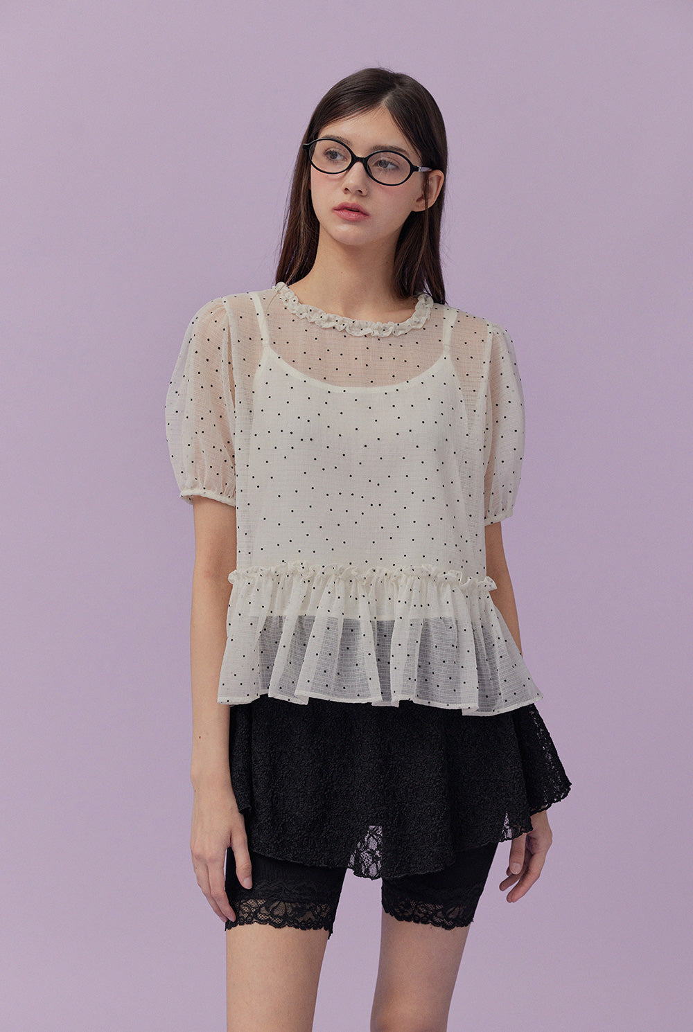 [TWEE] Blusa Belle Dot con Maniche Svasate Trasparenti