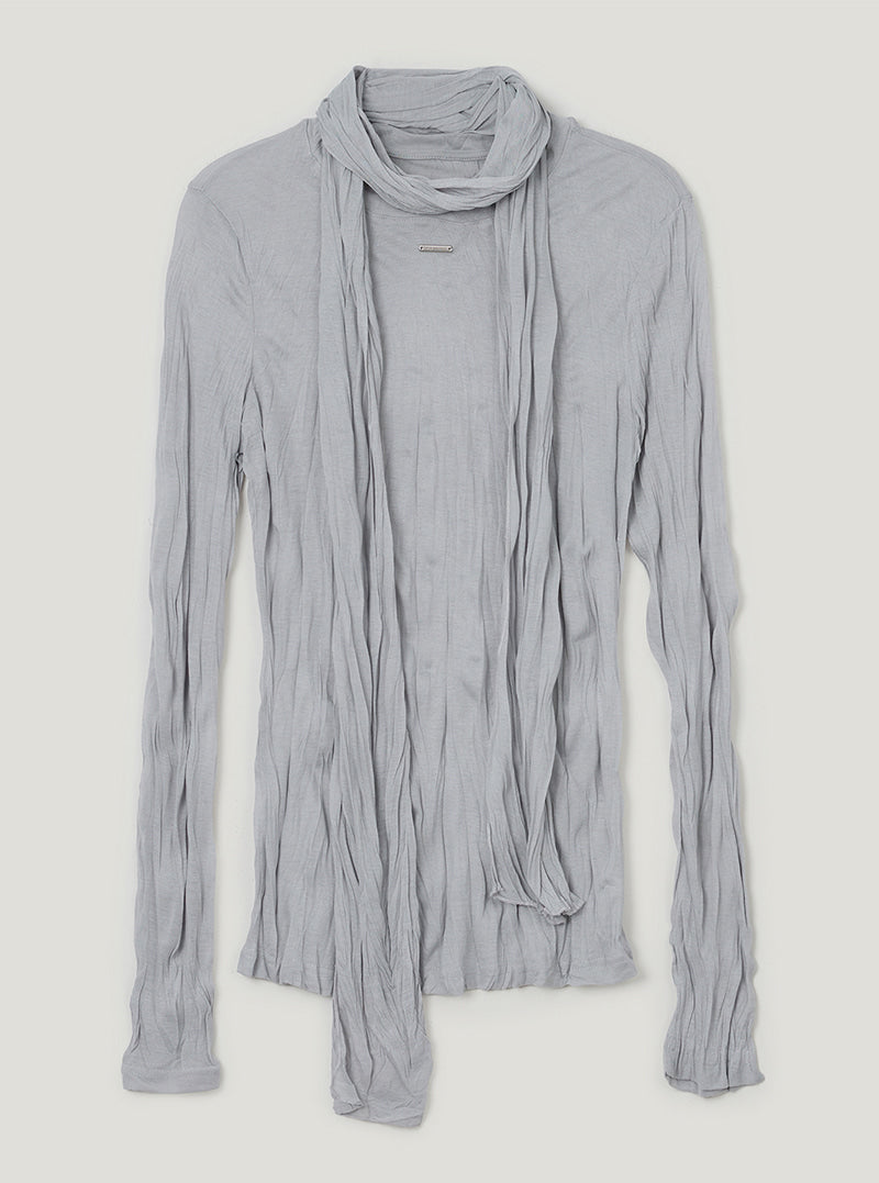 TWEE Toen wrinkle round neck long sleeve T-shirt (strap set) | Gray product-only view
