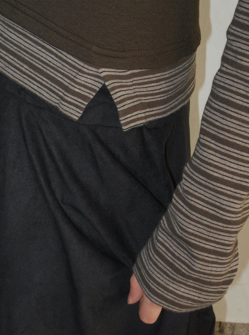 TWEE Solen stripe layered long sleeve T-shirt (strap set) | Product styling view 5