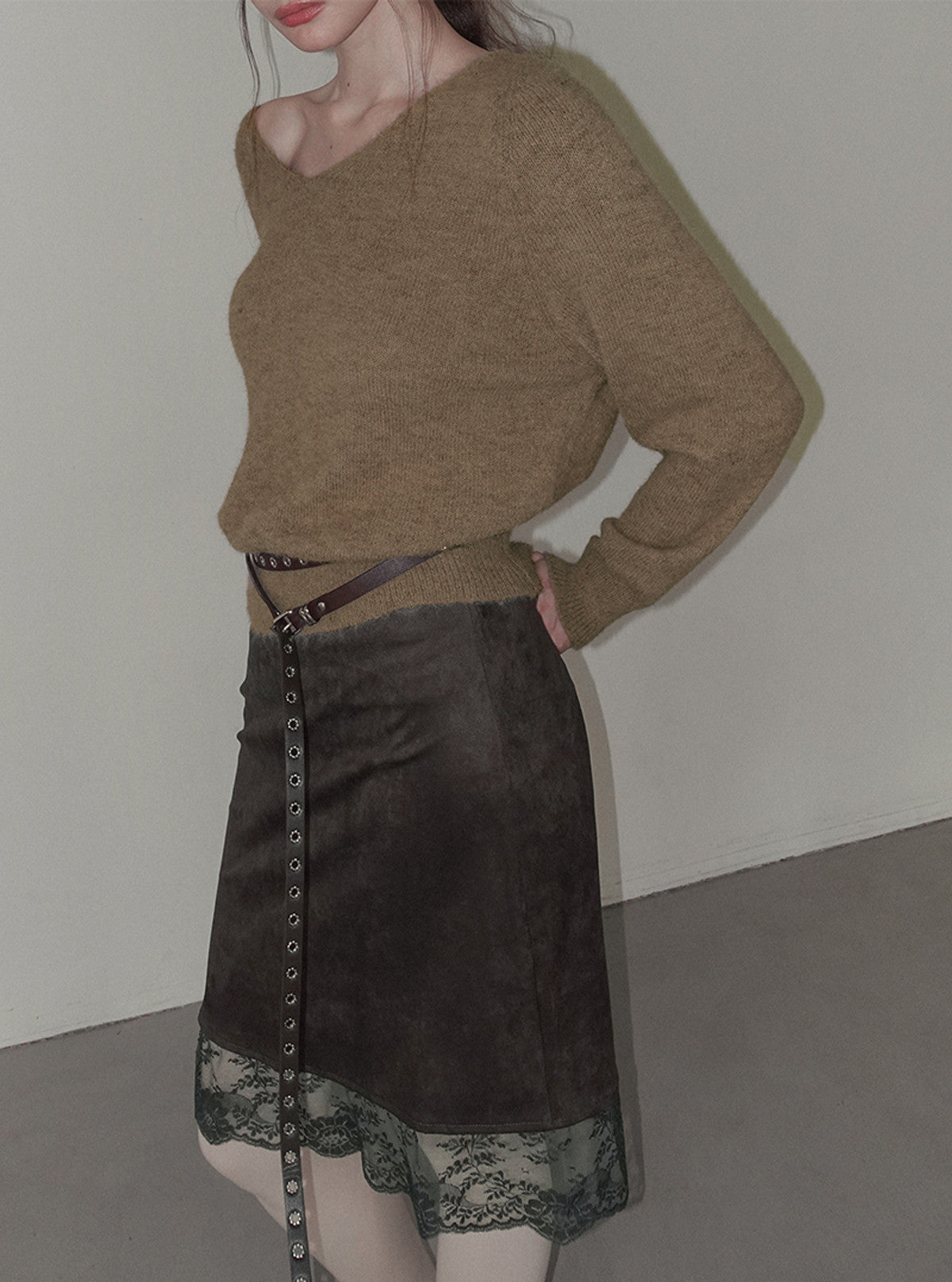 Pia suede lace midi skirt | View 14