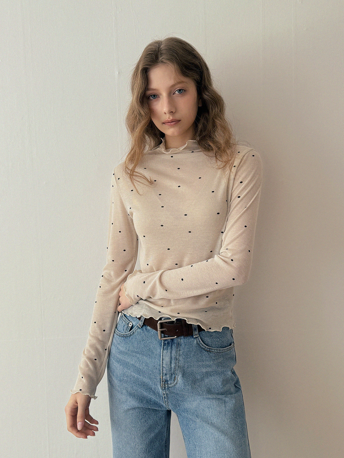 [TWEE] T-shirt à col roulé Bendi Dot à manches longues