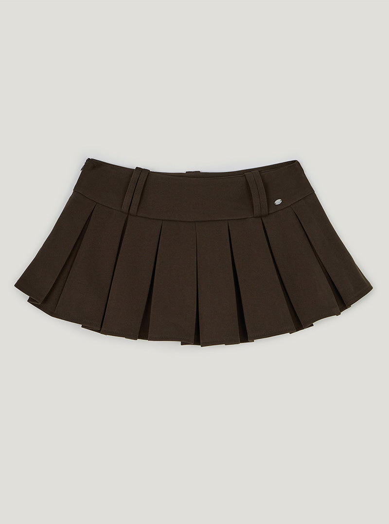 TWEE Hesi suede pleated mini skirt | Brown product-only view