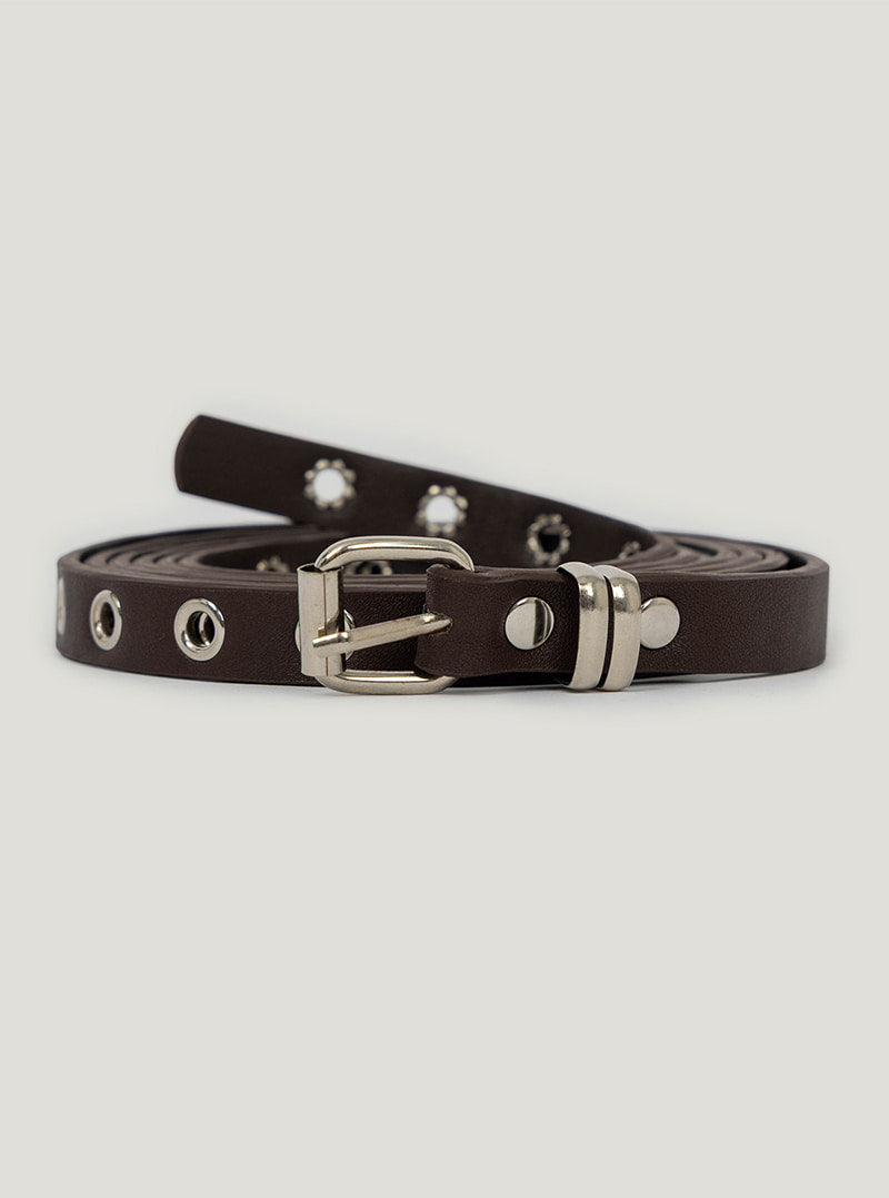 TWEE Roco eyelet double long belt | Brown product-only view