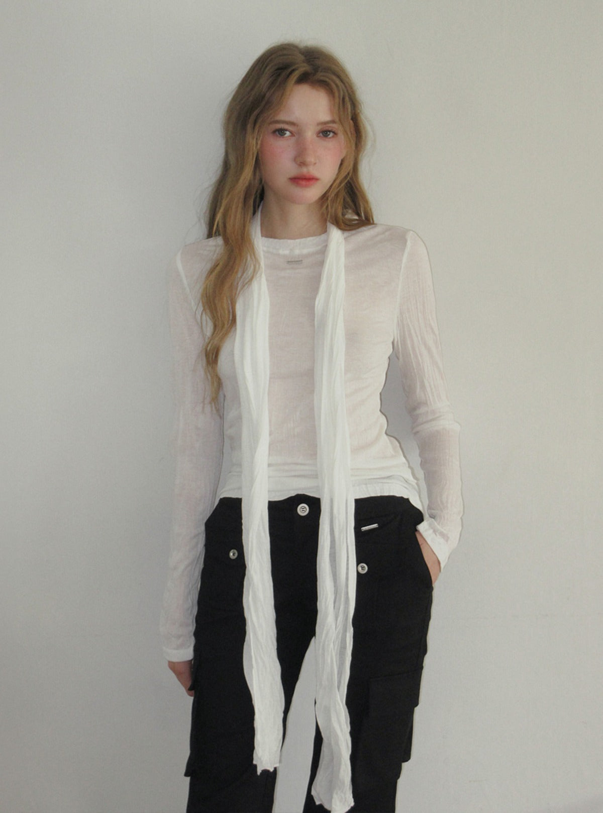 TWEE Toen wrinkle round neck long sleeve T-shirt (strap set) | Main product image