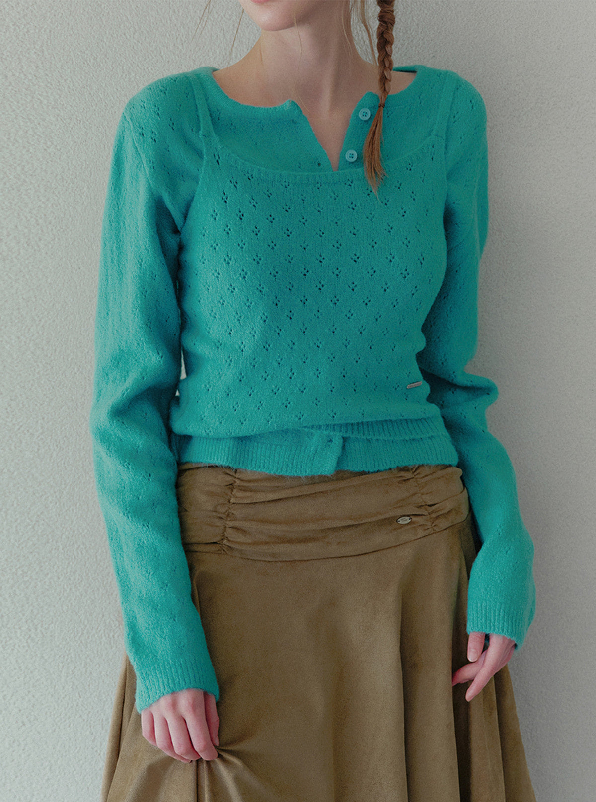 Leo punching knit sleeveless cardigan set | View 5