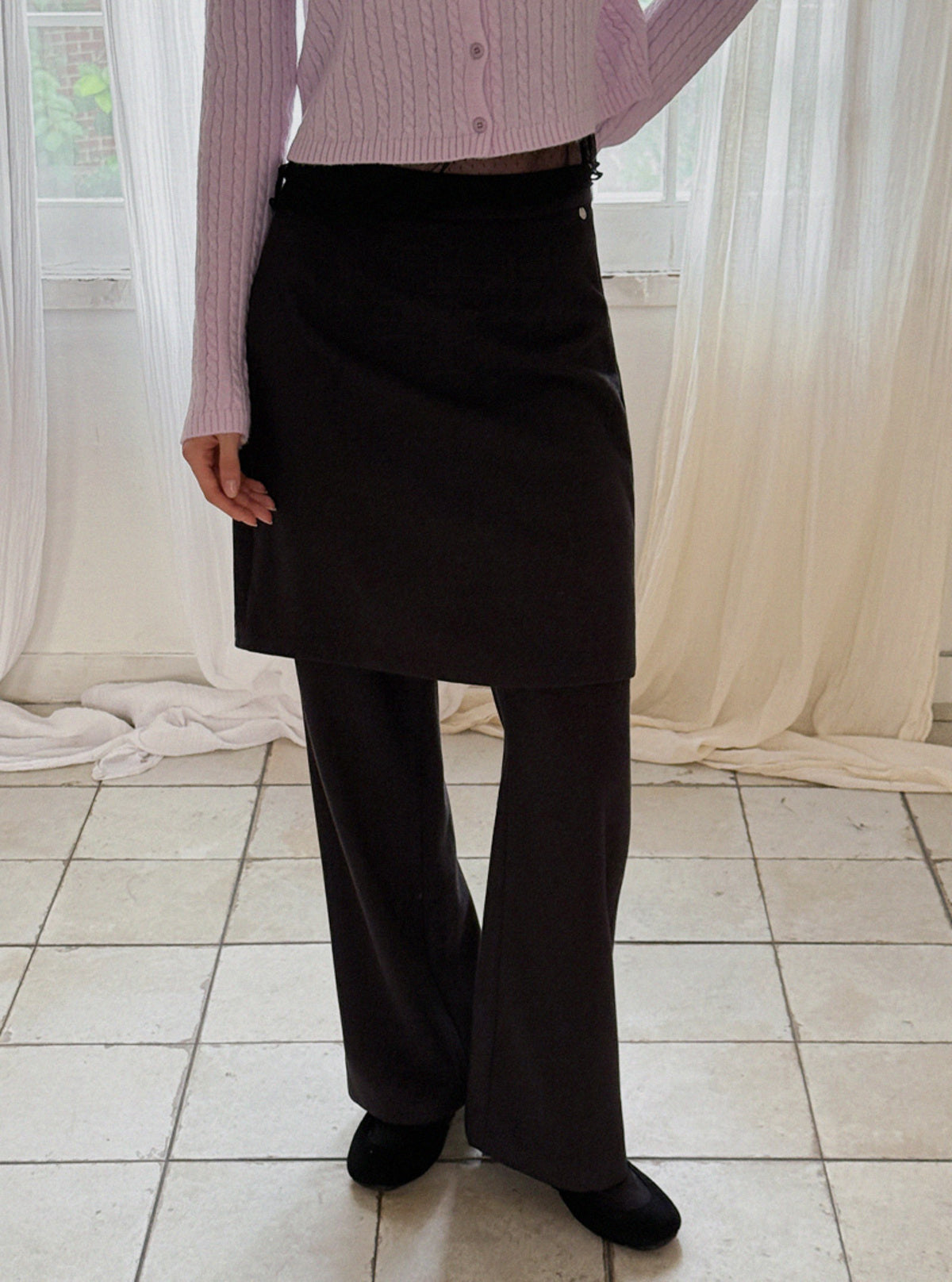Deril Layered Skirt Wide Long Pants