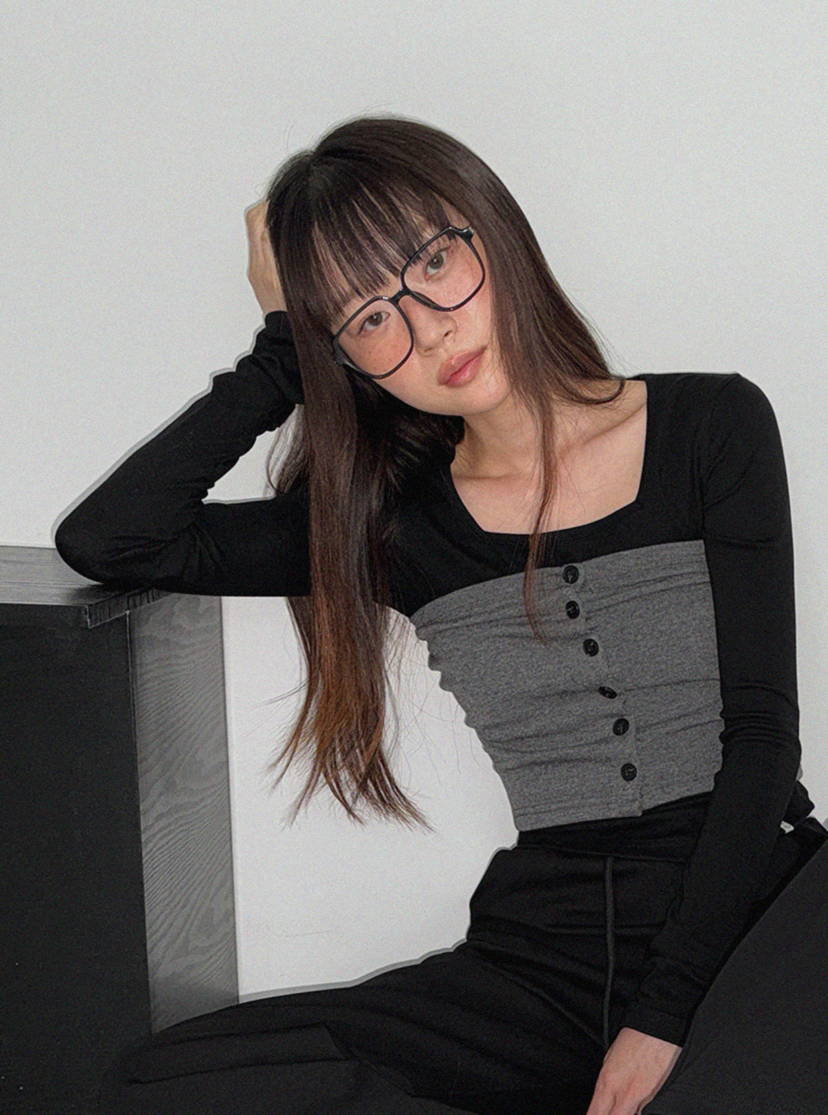 [TWEE:B] Steel Basic Square-Neck Long-Sleeve T-Shirt
