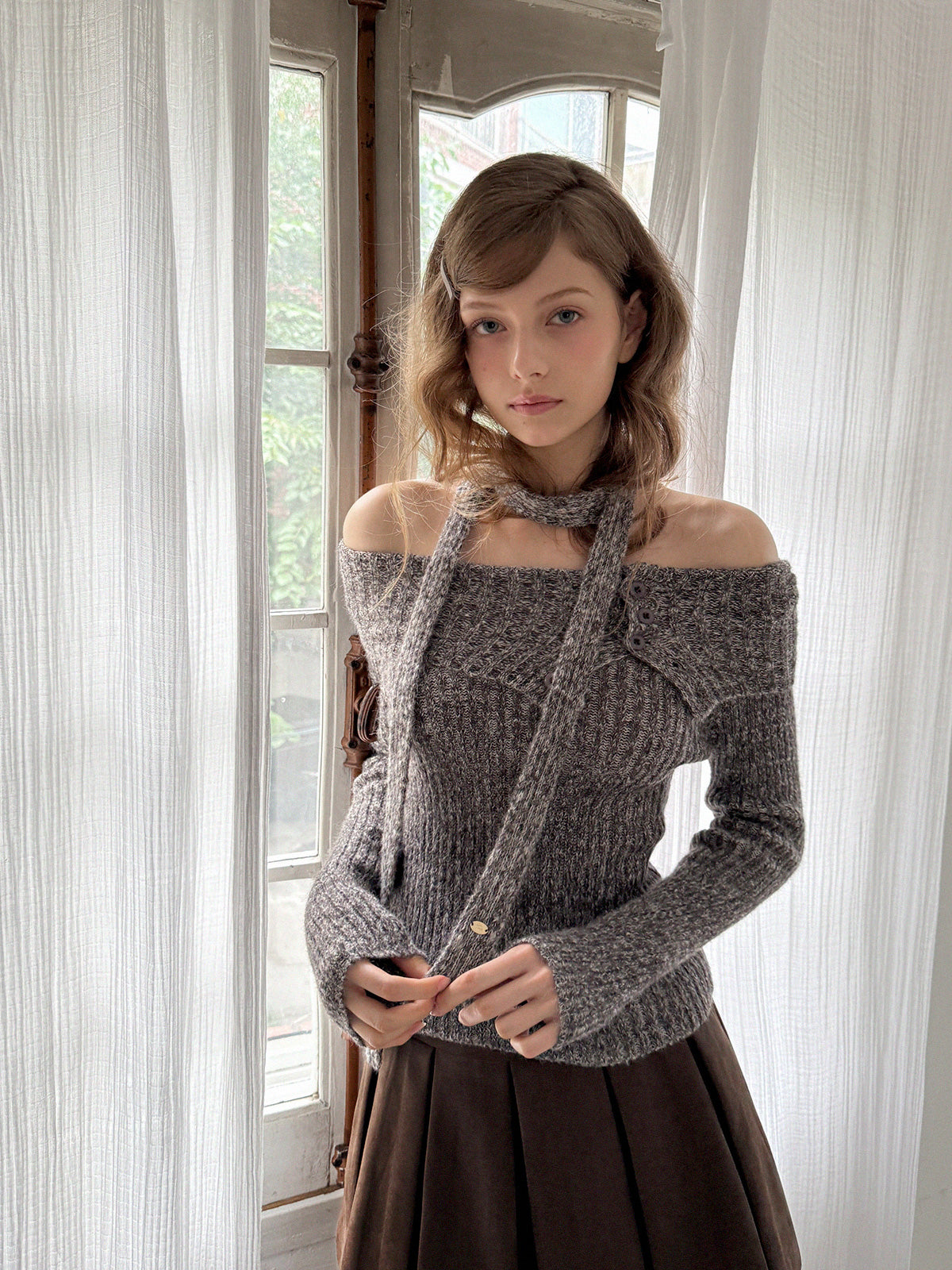 Auburn Asym Button Knit (with Strap)