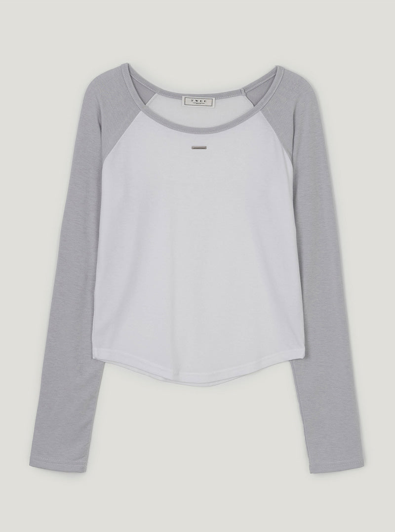 TWEE Rushi contrast raglan long sleeve T-shirt | Ivory product-only view