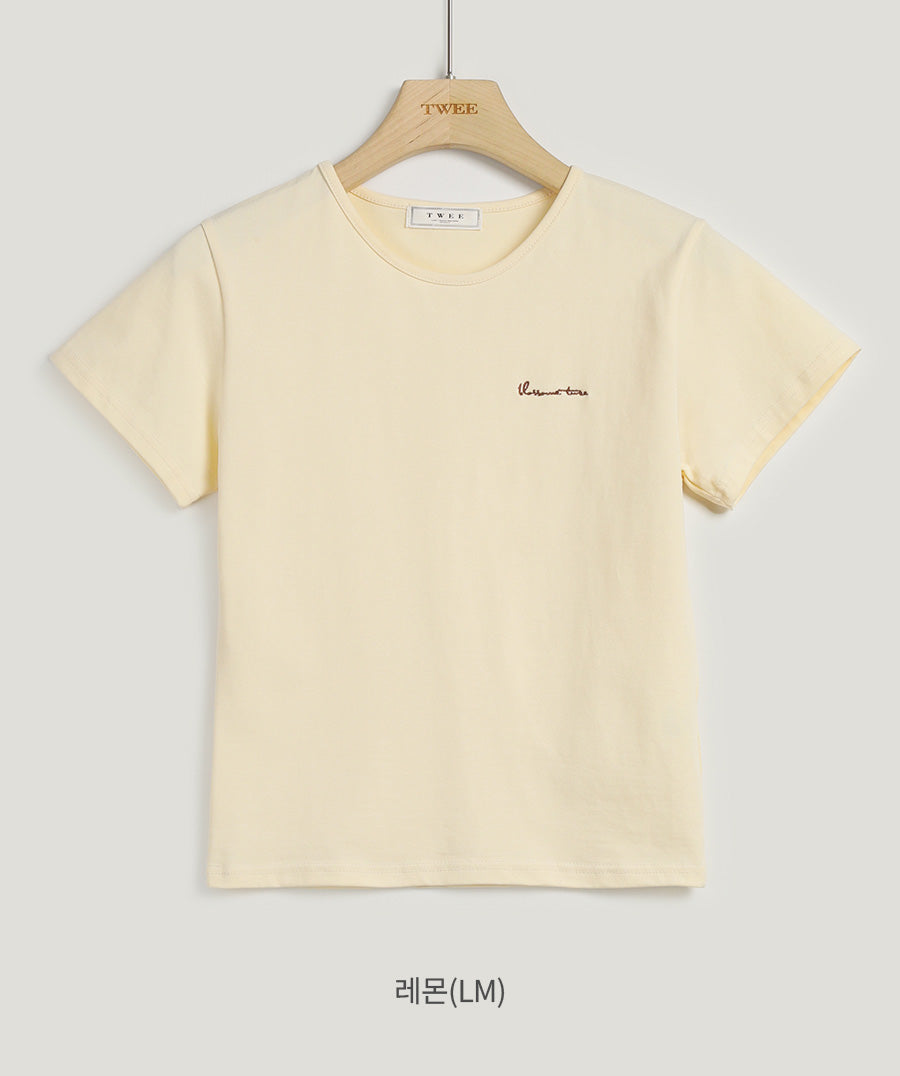 [TWEE] ペコレタリング刺繍スリムラインTシャツ