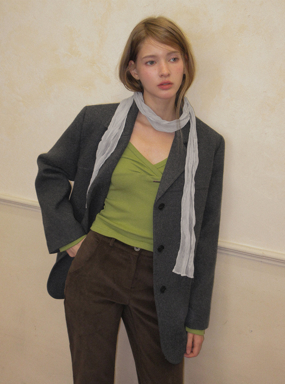 TWEE Denz classic oversized long sleeve jacket | Product styling view 6