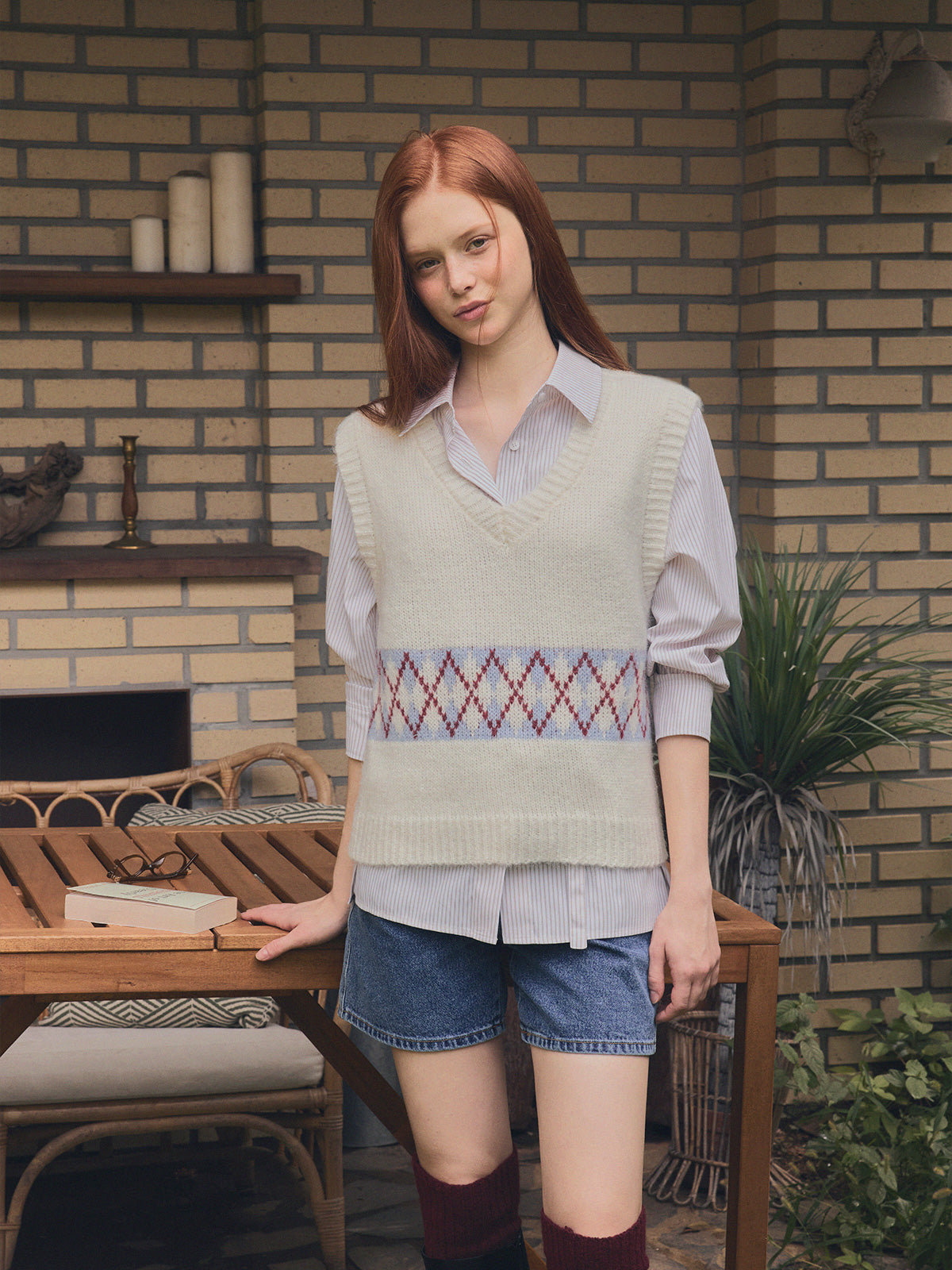 [TWEE] Senit Argyle Strickweste