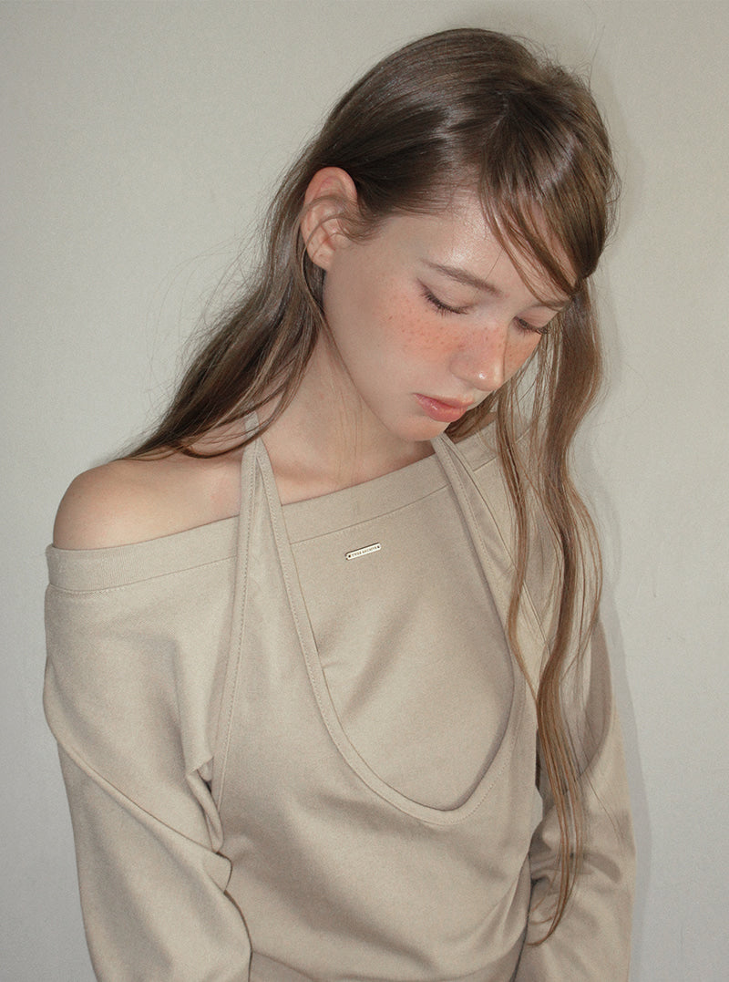 TWEE Robol halter sleeveless layered long sleeve T-shirt | Product styling view 5