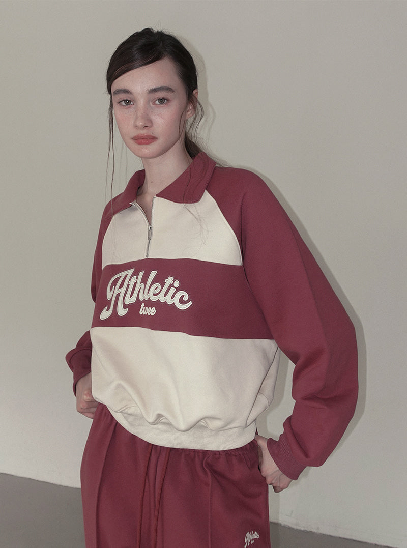 Tad contrast lettering half zip-up sweatshirt | View 6