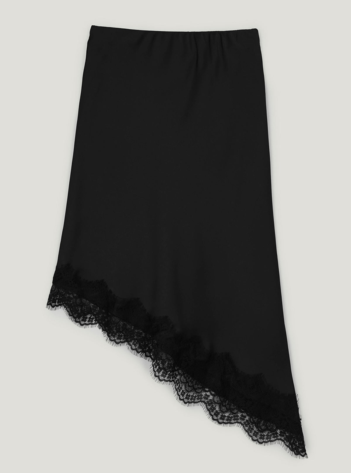 Devin Satin Lace-Trim Banding Skirt