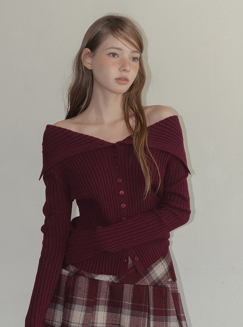 TWEE Riden sailor collar ribbed long sleeve knit | Product styling view 3