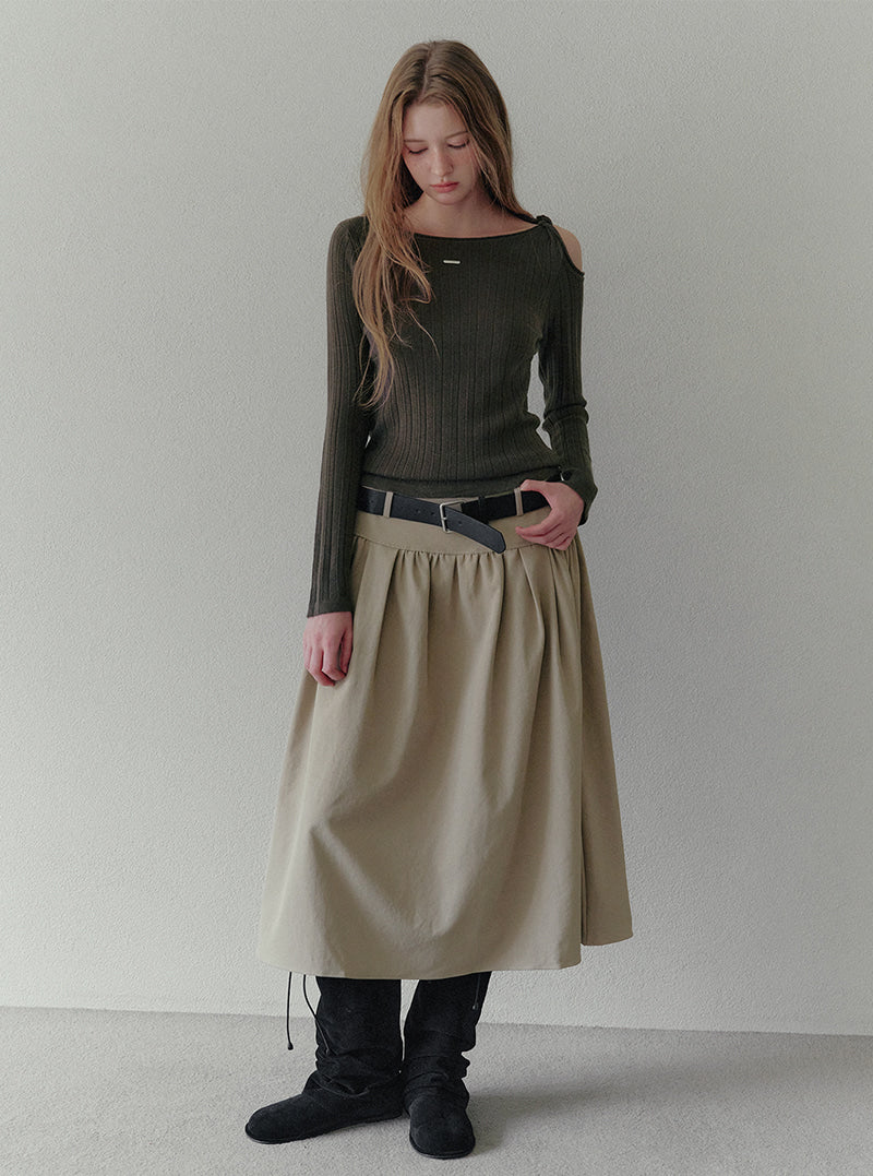 Karen pleated long skirt (belt set) | View 4
