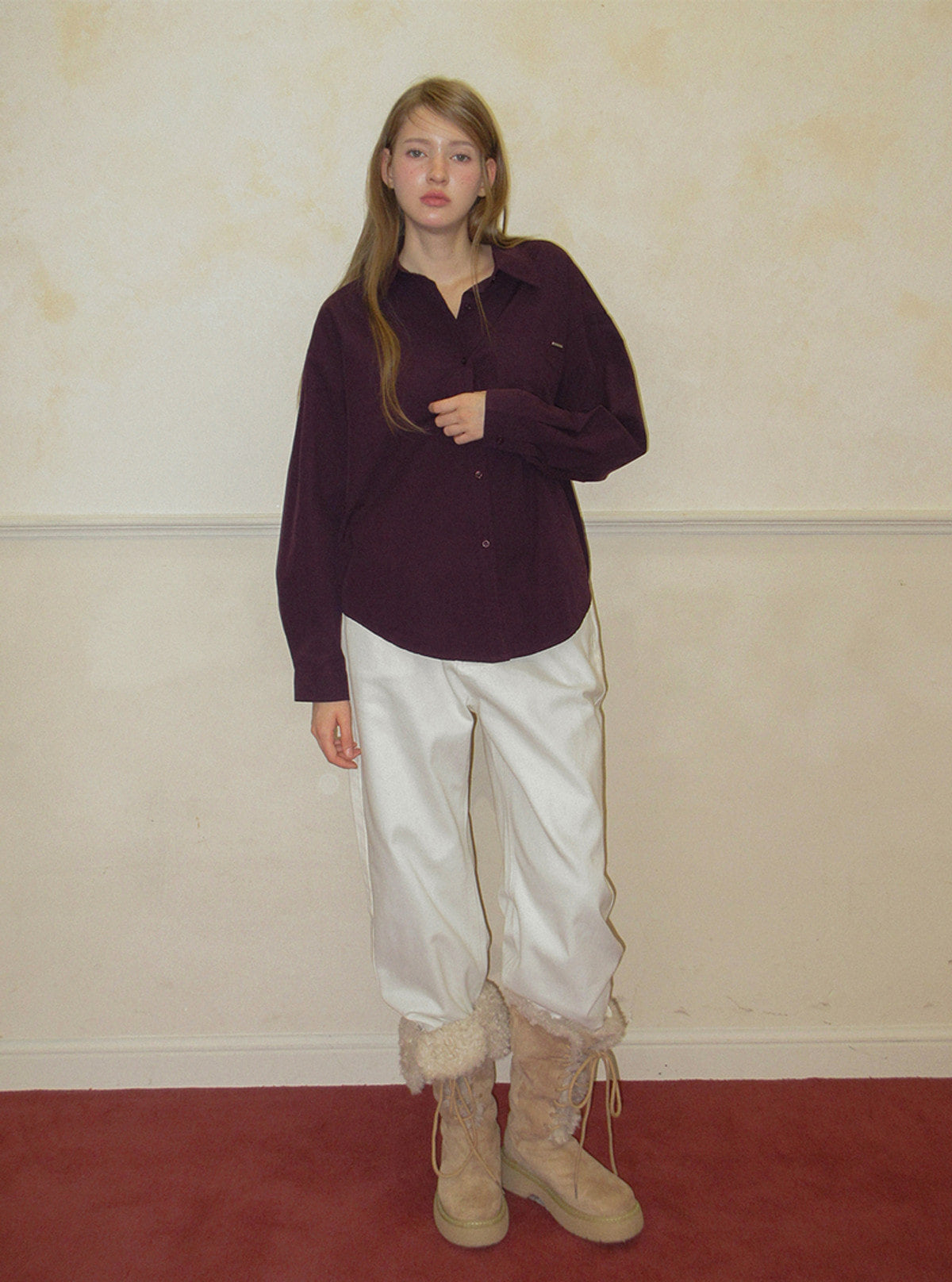 TWEE Patter basic pocket long sleeve shirt | Product styling view 8
