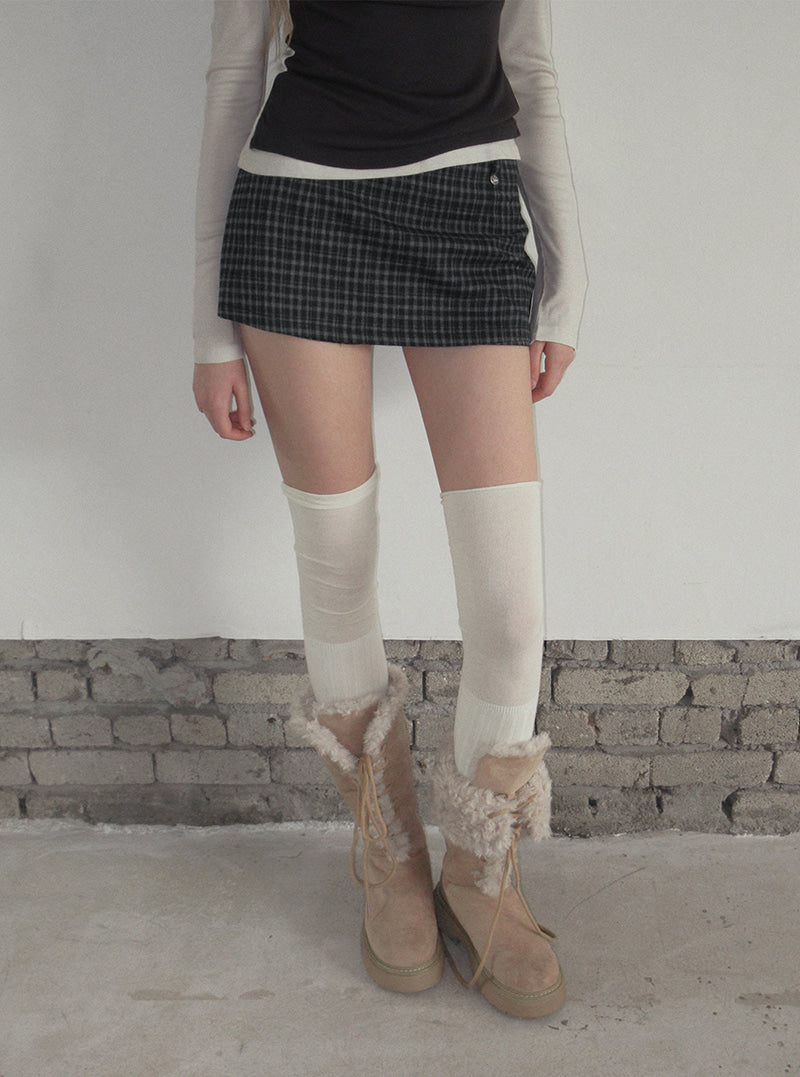 TWEE Baset check mini skirt shorts | Product styling view 3