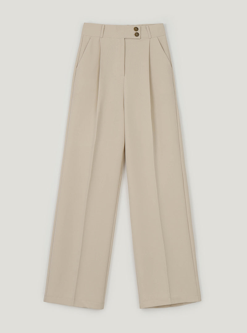 Biel two-button wide slacks | Cream cutout