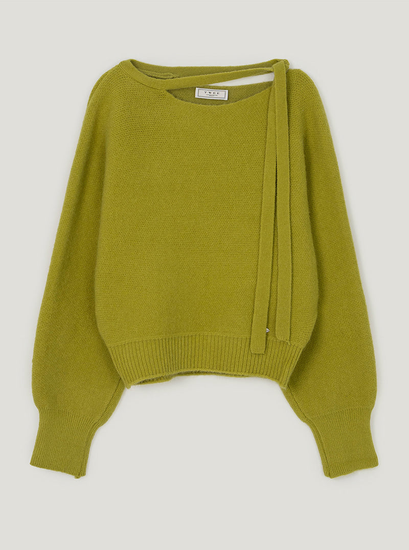 Hin one-off strap heavyweight long sleeve knit | Olive cutout