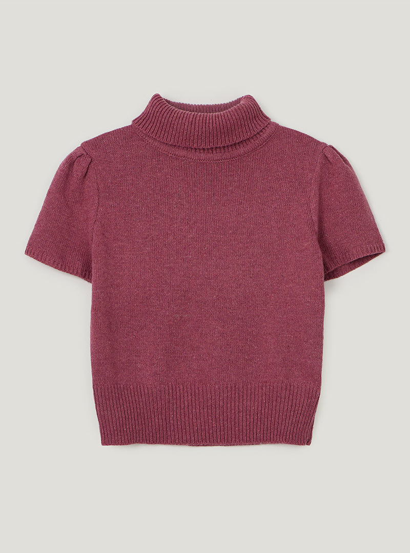 TWEE Det puff turtleneck short sleeve knit | Pink product-only view