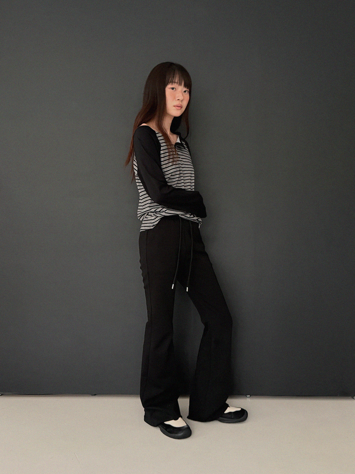 [TWEE] Blan elastische Bund Bootcut lange Hose