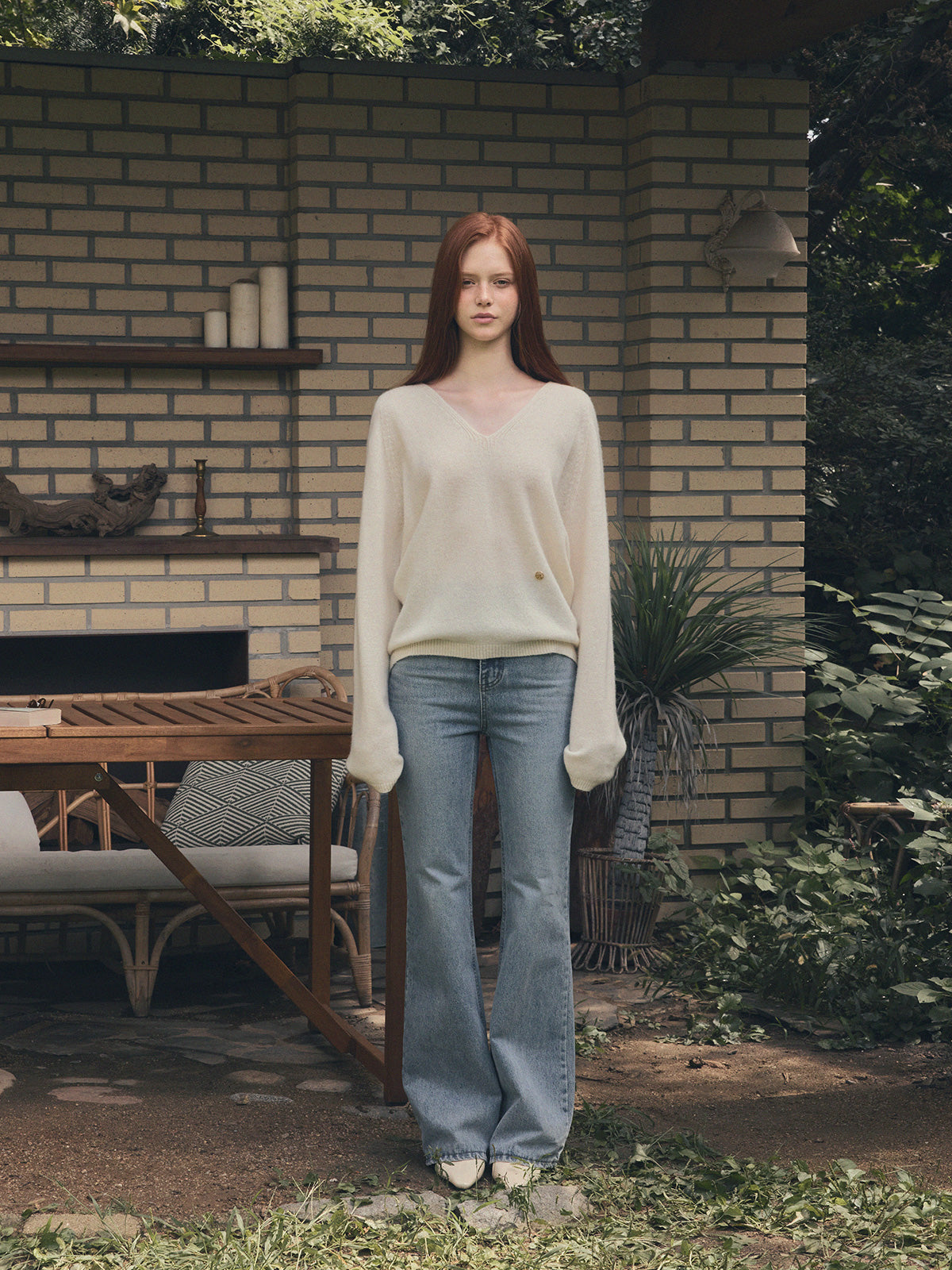 [TWEE] Longc Wool Pastell V-Ausschnitt Langarm Strick