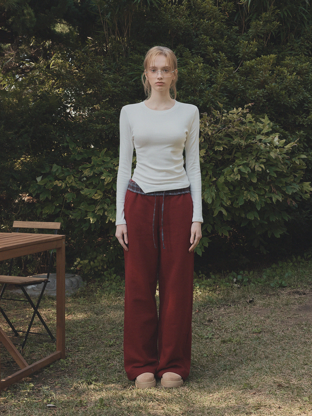 [TWEE] Pantaloni Larghi da Jogging Jardin Check Contrast