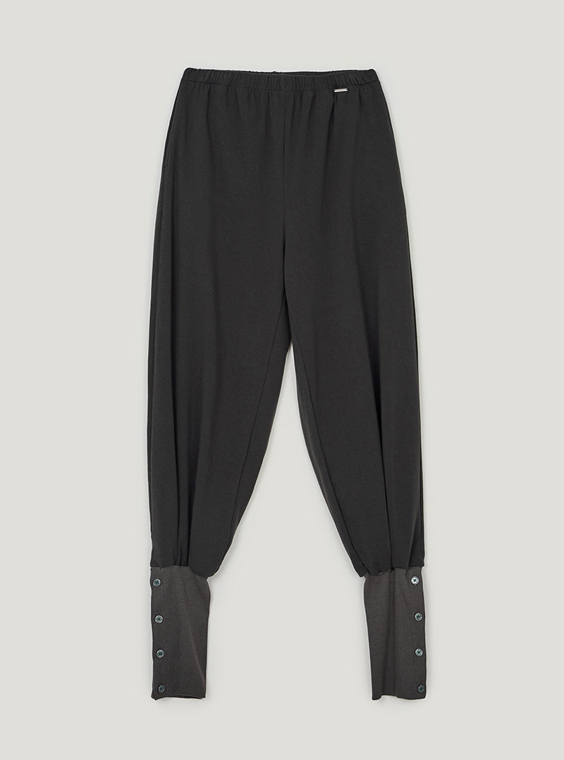 TWEE Zsen button banding harem pants | Charcoal product-only view