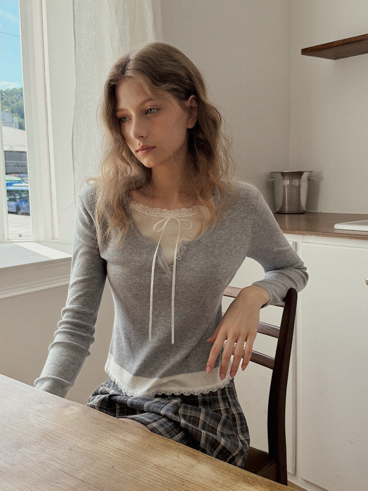 Luzel Tie Layered Long Sleeve Knit