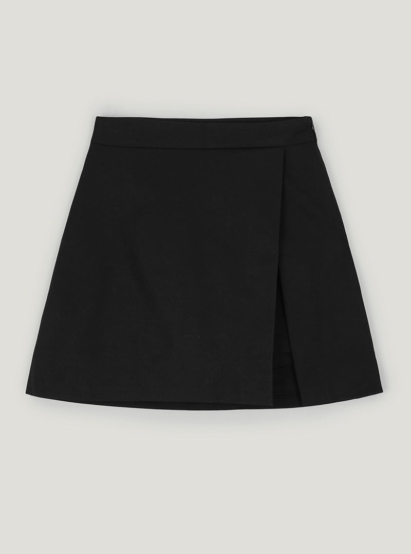 Aren side slit mini skirt | Black cutout