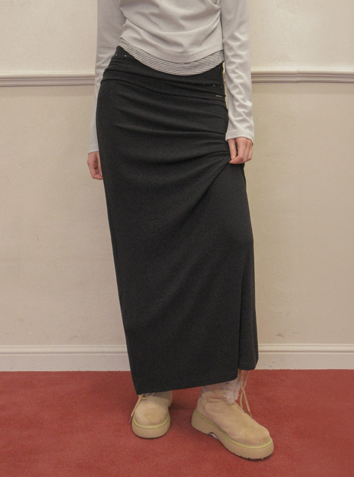 TWEE Nego stud folding maxi long skirt | Main product image