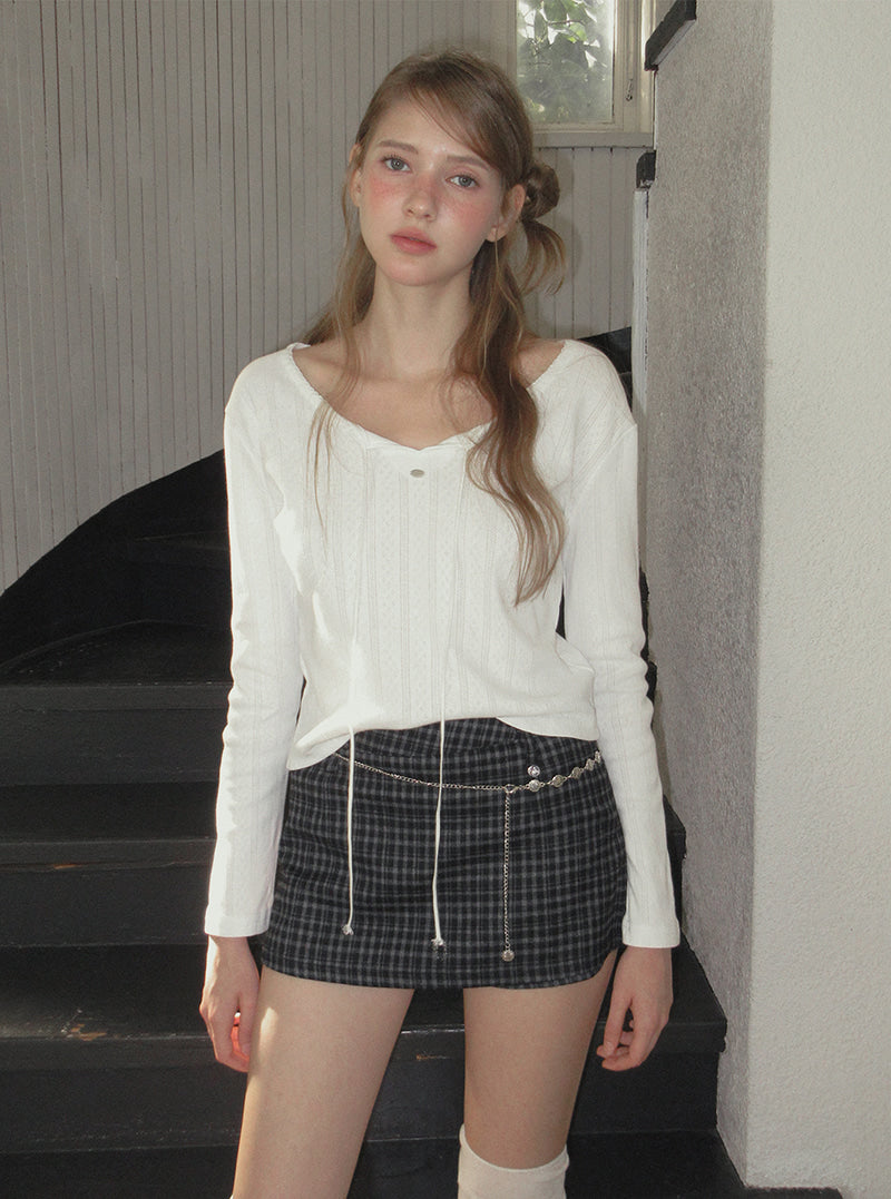TWEE Baset check mini skirt shorts | Product styling view 11