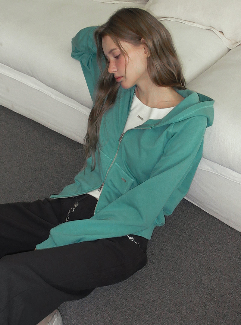 TWEE Wedgis mint hood zip-up | Product styling view 6
