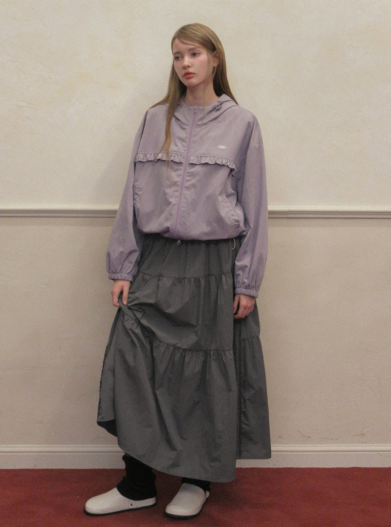 TWEE Bender frill nylon hood windbreaker jumper | Product styling view 4