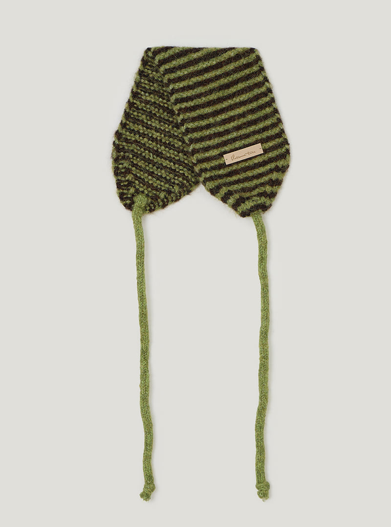 Pinre stripe ear muffs | Olive cutout