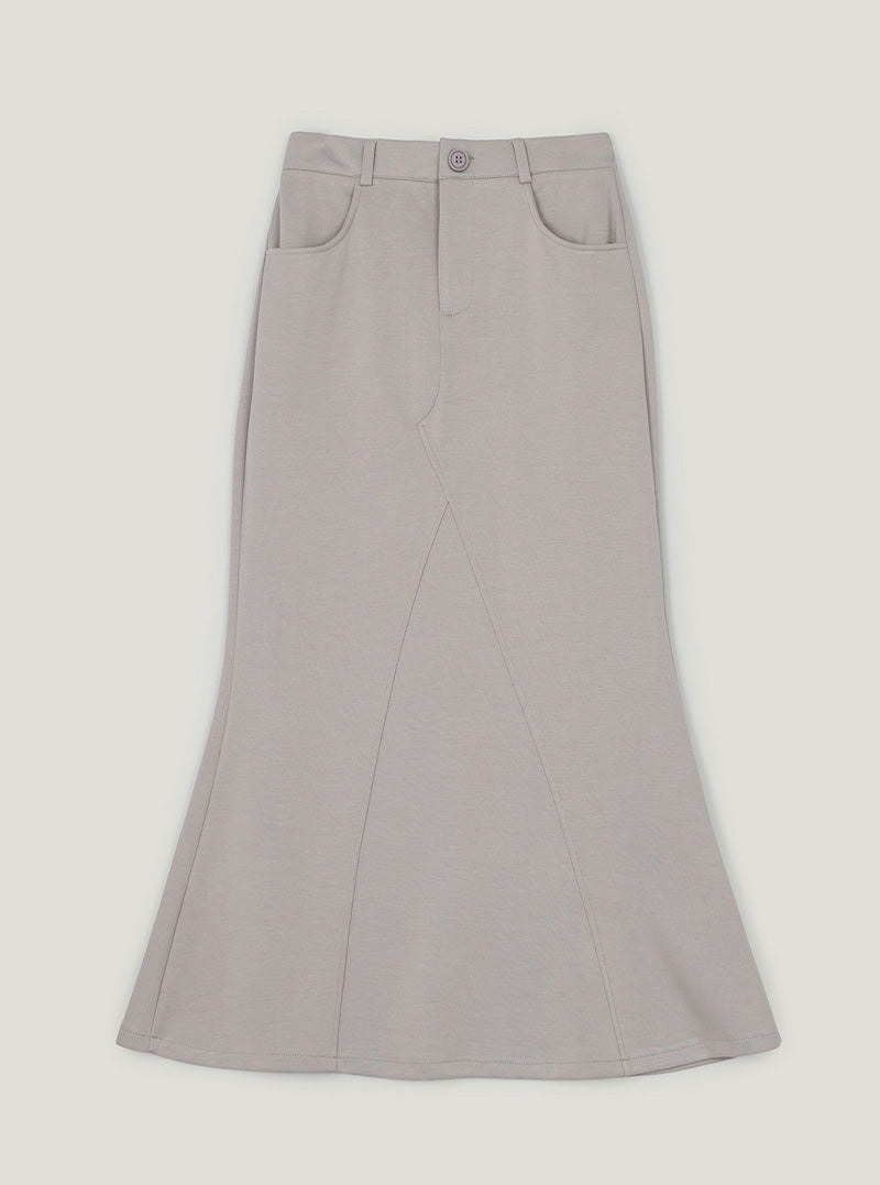 Roen panel mermaid long skirt | Beige cutout