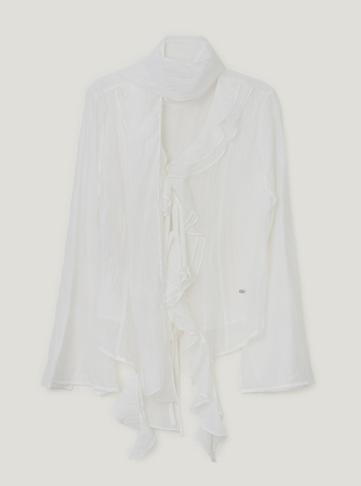 TWEE Torel ruffle chiffon blouse (strap set) | Ivory product-only view